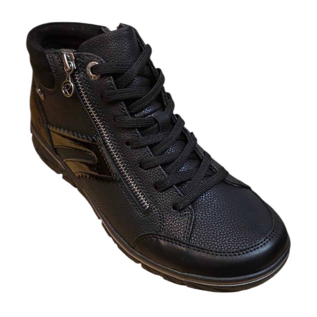 Relife Boot 26801‑05 Black/Noir – Stabil och bekväm halv känga med snörning och dubbla dragkedjor - 2