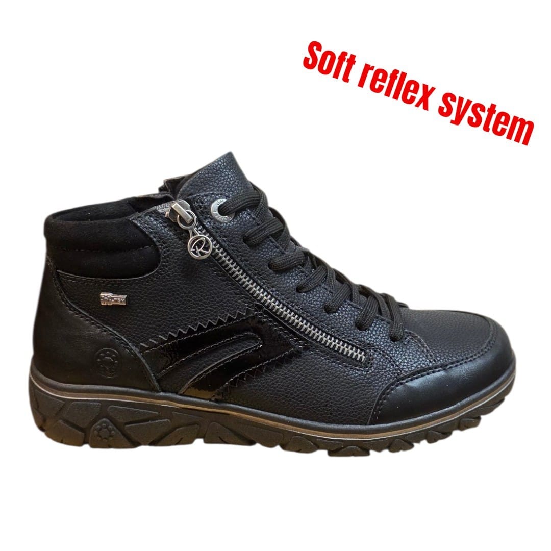 Relife Boot 26801‑05 Black/Noir – Stabil och bekväm halv känga med snörning och dubbla dragkedjor