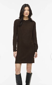Vila Nikolina o-neck Knit Dress Coffee Bean