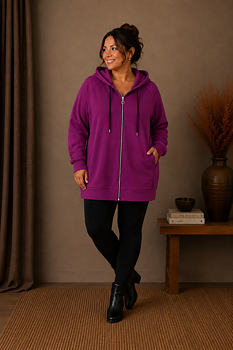 Hoodtröja med fickor, mauve