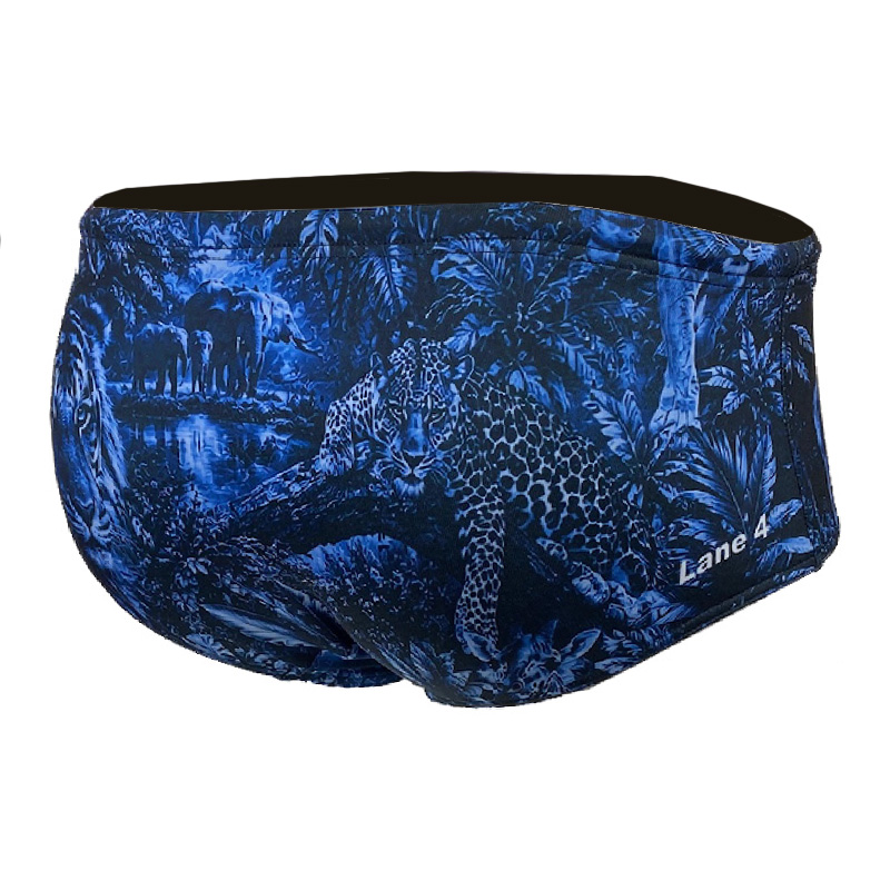Men's Swim Trunks: Safari Blue Training Trunk - Lane 4 - 2