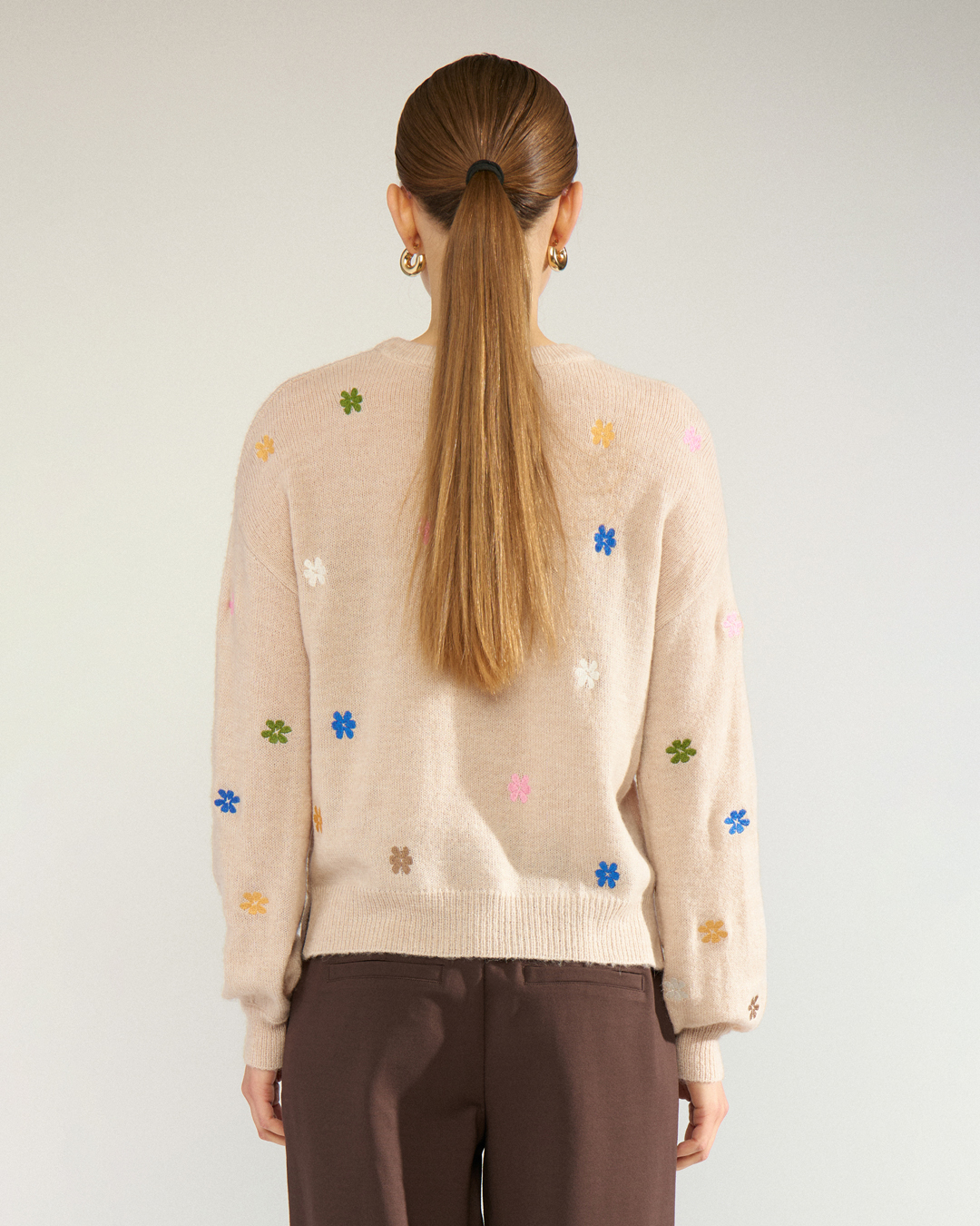 Jumper Florie beige med broderade blommor - 2