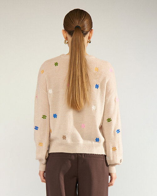 Jumper Florie beige med broderade blommor - 2