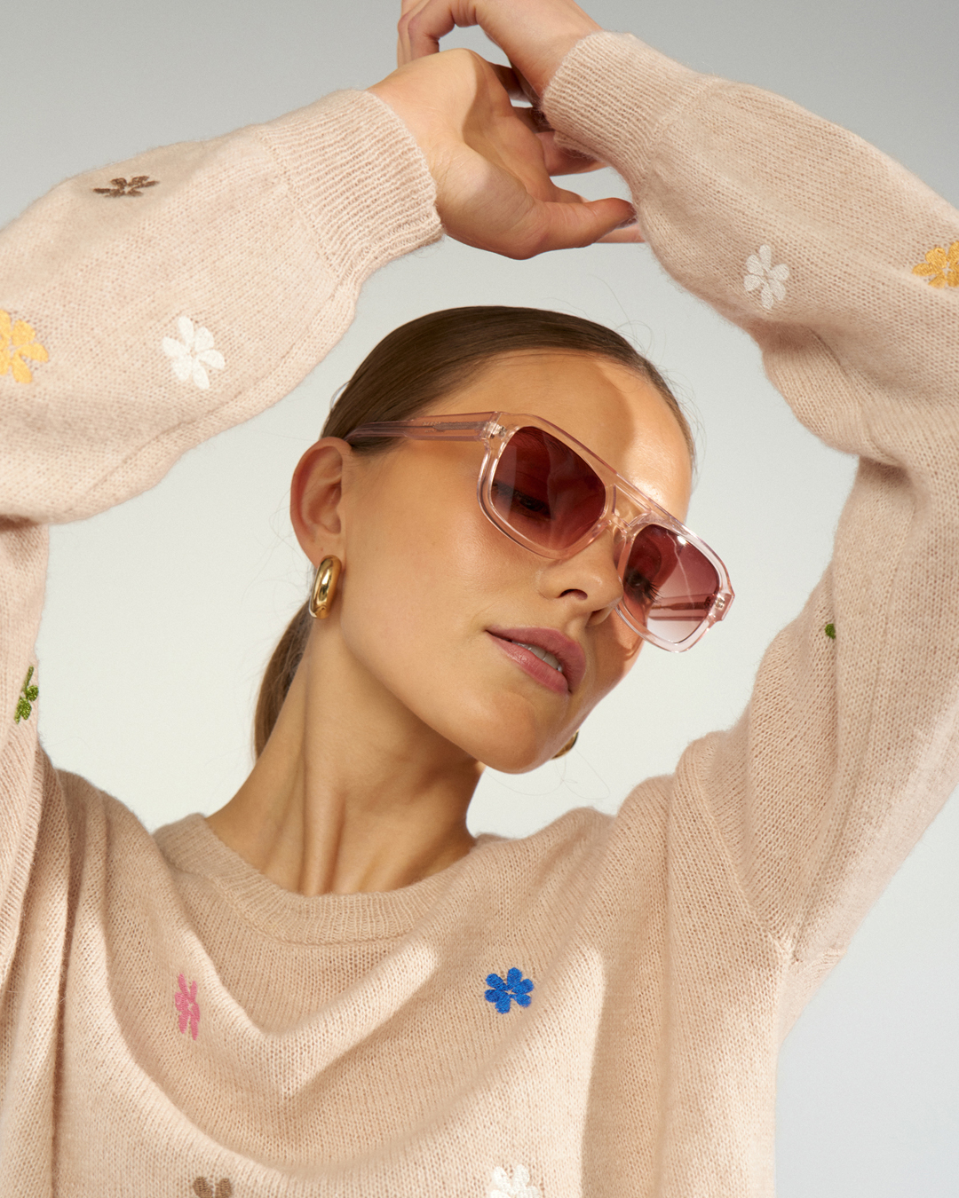 Jumper Florie beige med broderade blommor - 3