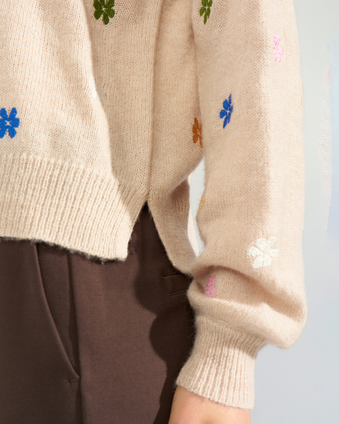 Jumper Florie beige med broderade blommor - 4