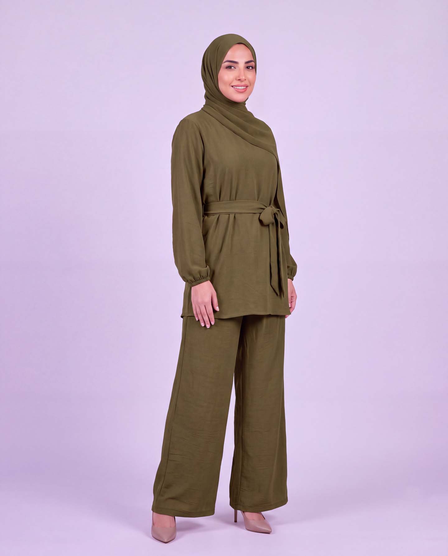 Tunic set with pants - Olive Green - 2