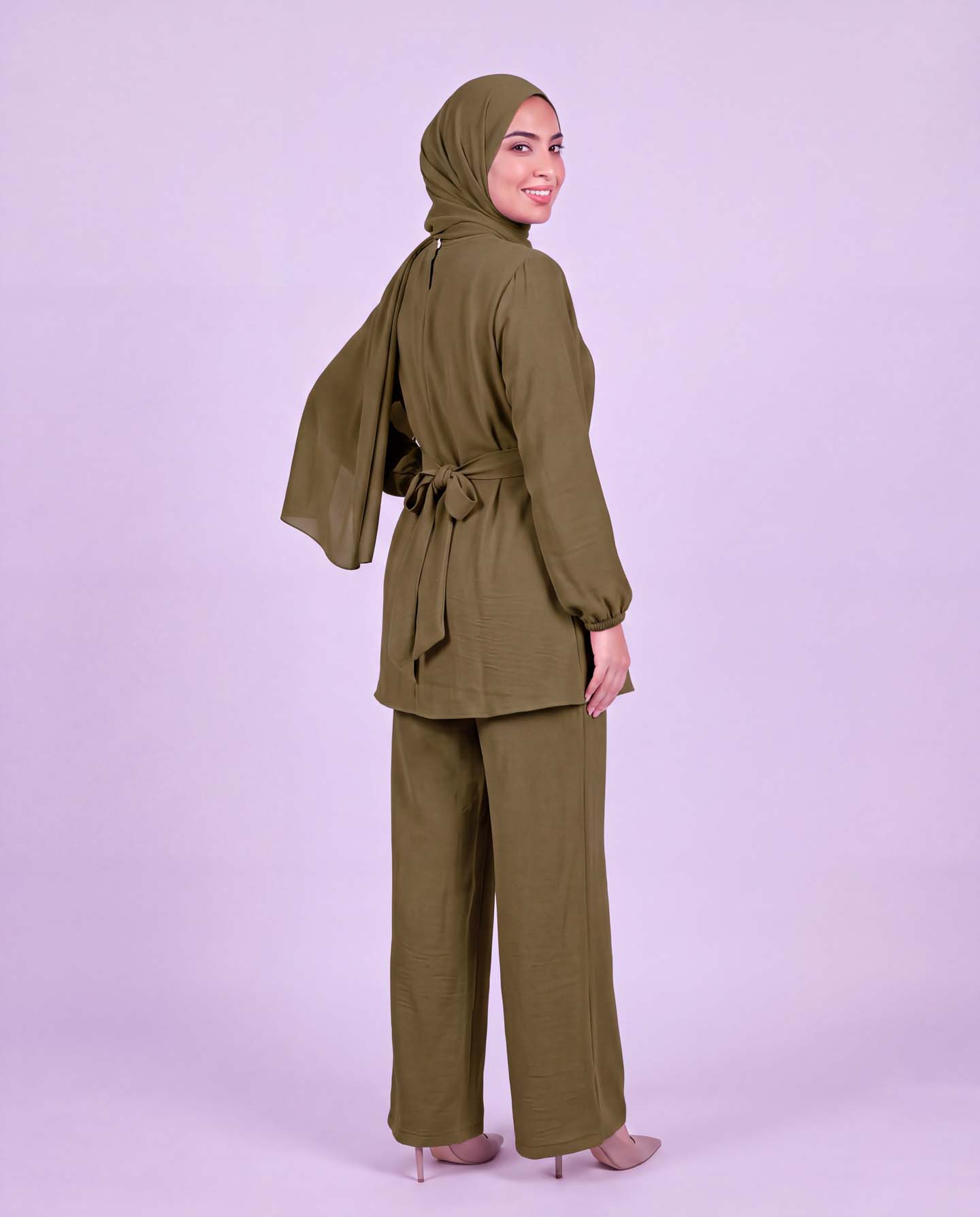 Tunic set with pants - Olive Green - 3