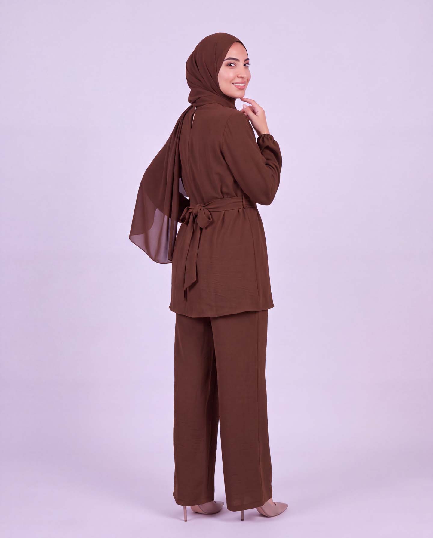 Tunic set with pants - Dark Brown - 2