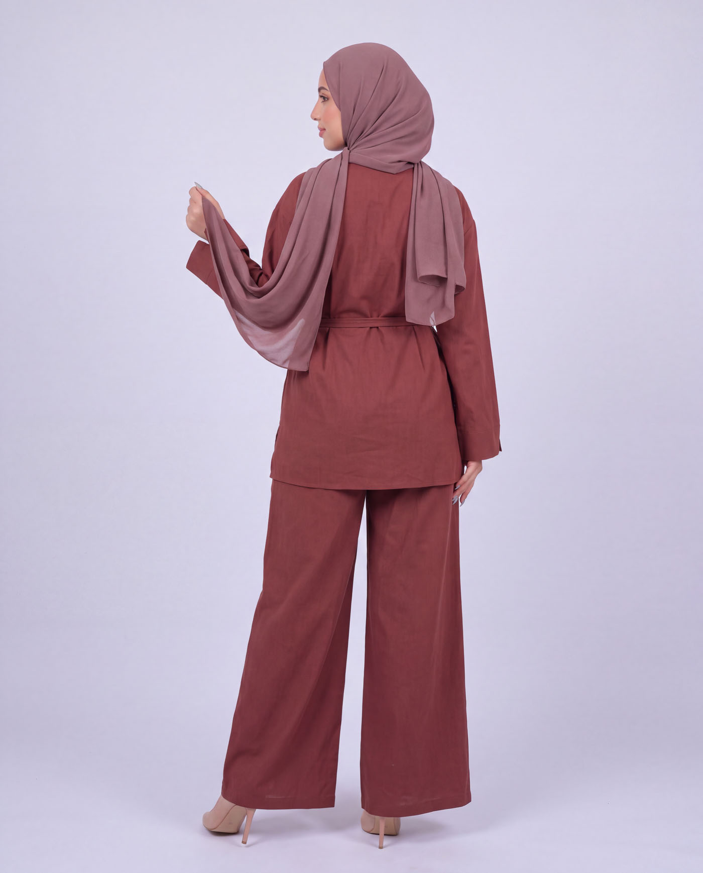 Tunic set with pants - Firebrick - 2