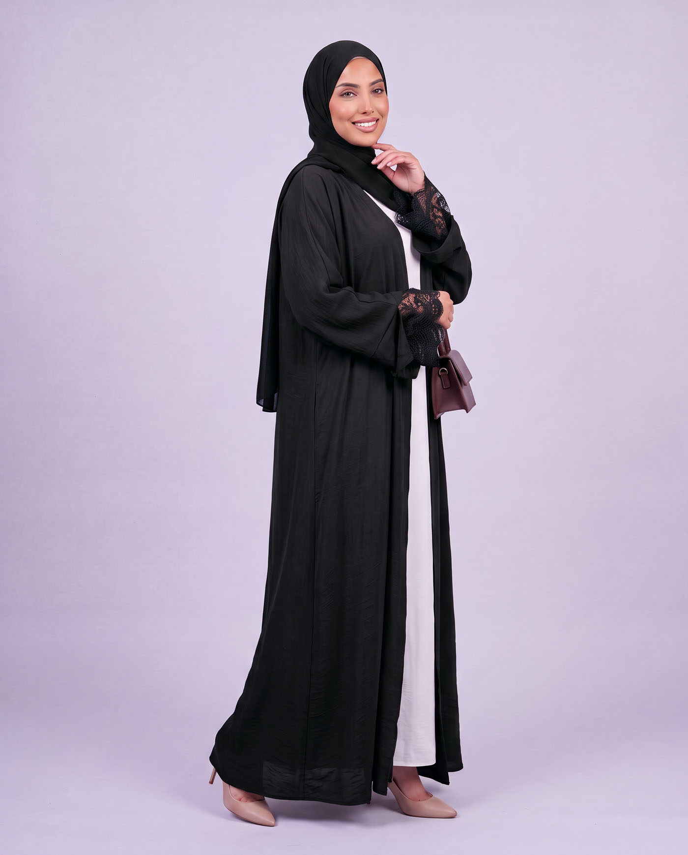 Öppen Abaya - Svart - 4