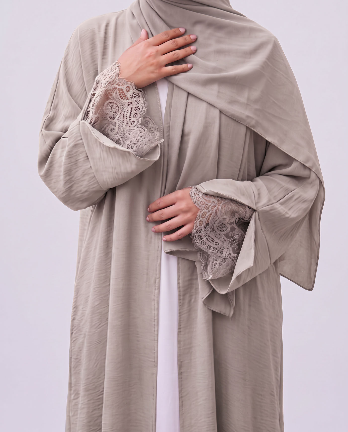 Öppen Abaya - Beige - 4
