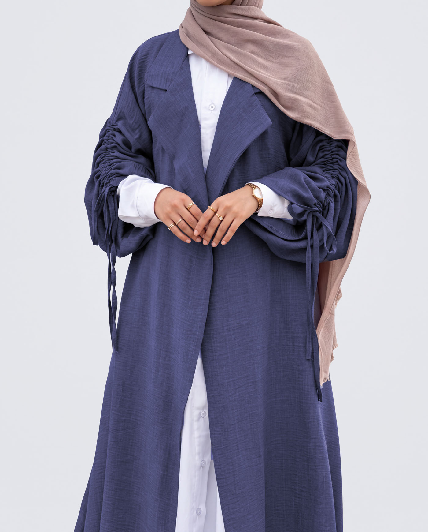 Öppen Abaya - Havsblå - 5