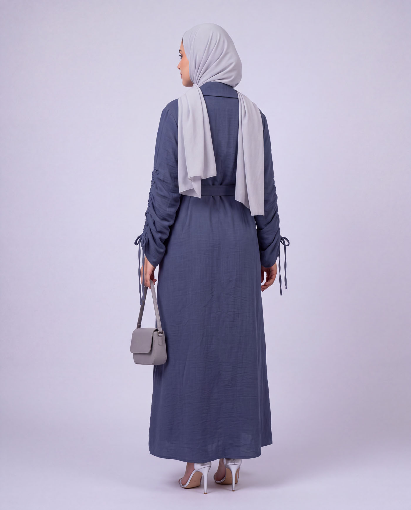 Öppen Abaya - Havsblå - 4