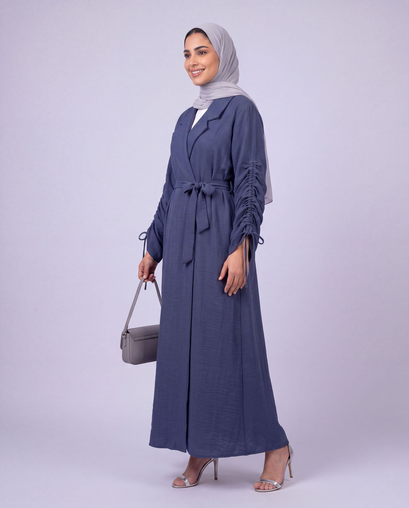 Öppen Abaya - Havsblå - 3