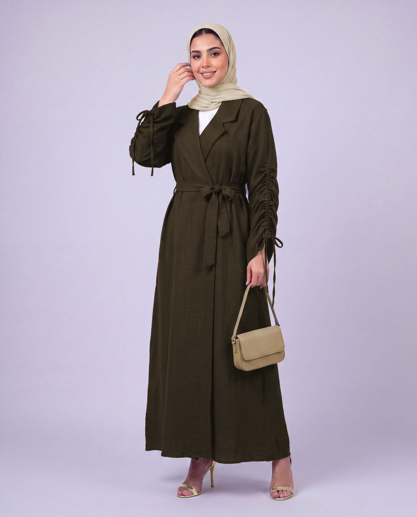 Öppen Abaya - Mörkbrun