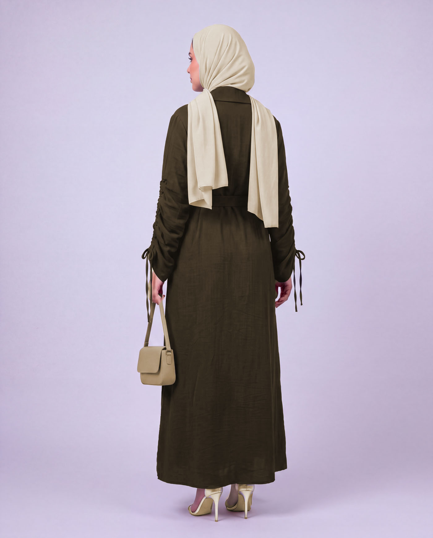 Öppen Abaya - Mörkbrun - 3