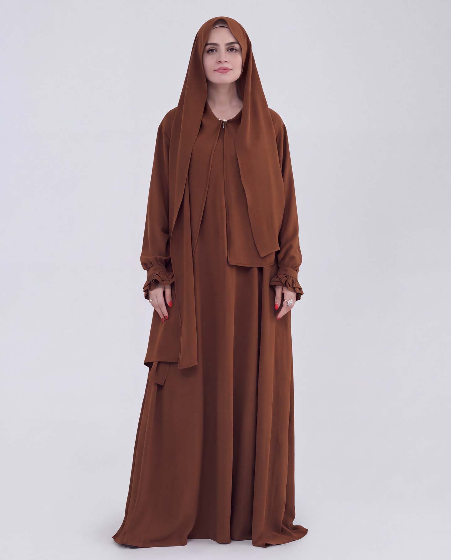 Hoodie Abaya - Dark Brown - 3