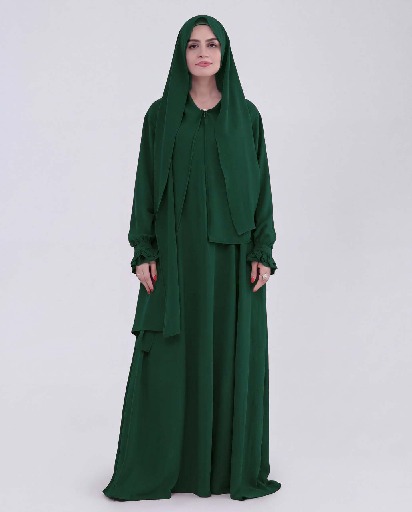 Hoodie Abaya - Dark Green - 3