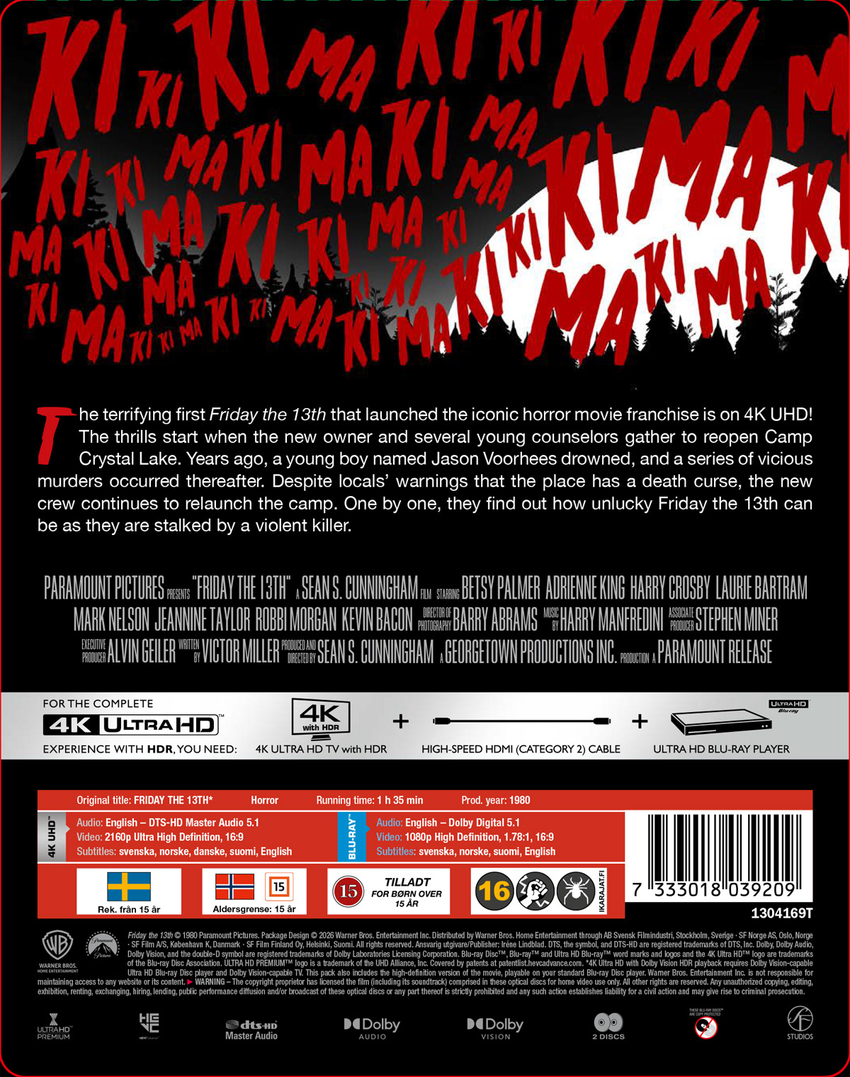 Fredagen Den 13:e (1980) (Limited Edition Steelbook) (4K Ultra HD + Blu-ray) - 2