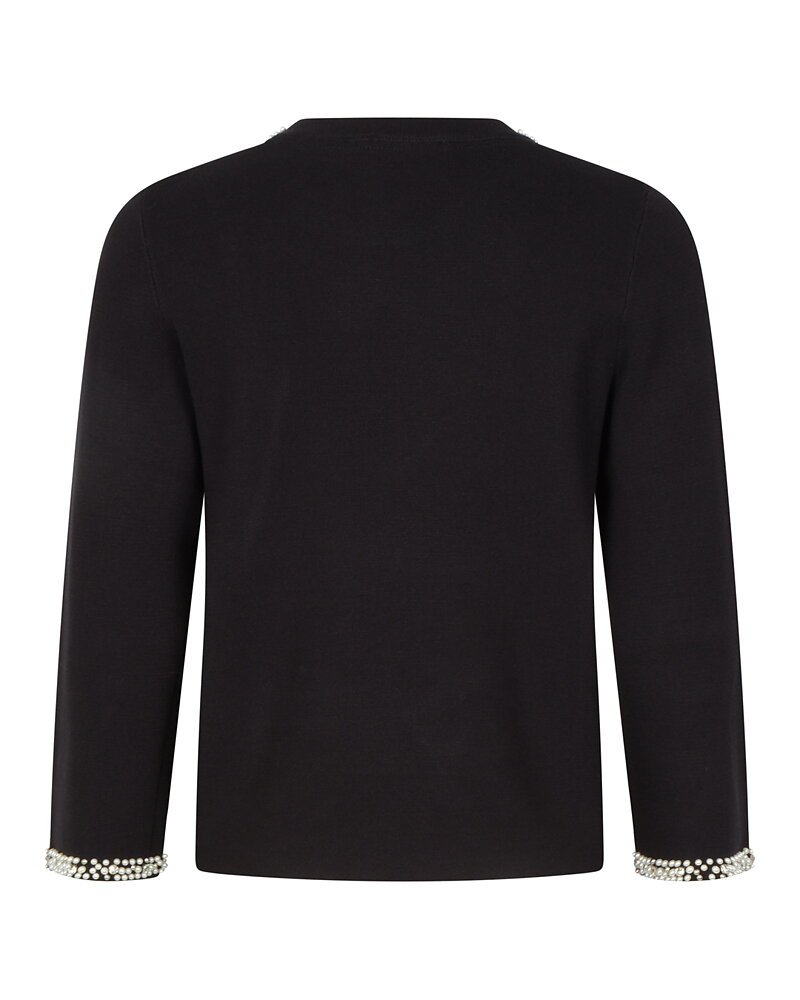 Jumper finstickad med strass/pärlor svart