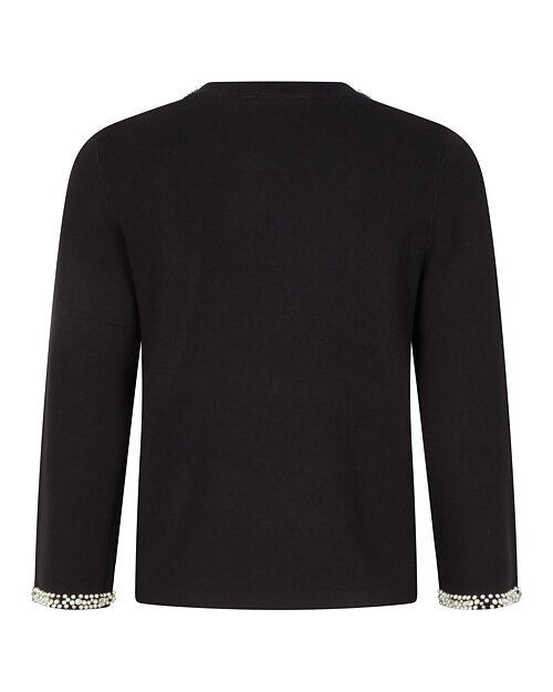 Jumper finstickad med strass/pärlor svart - 2