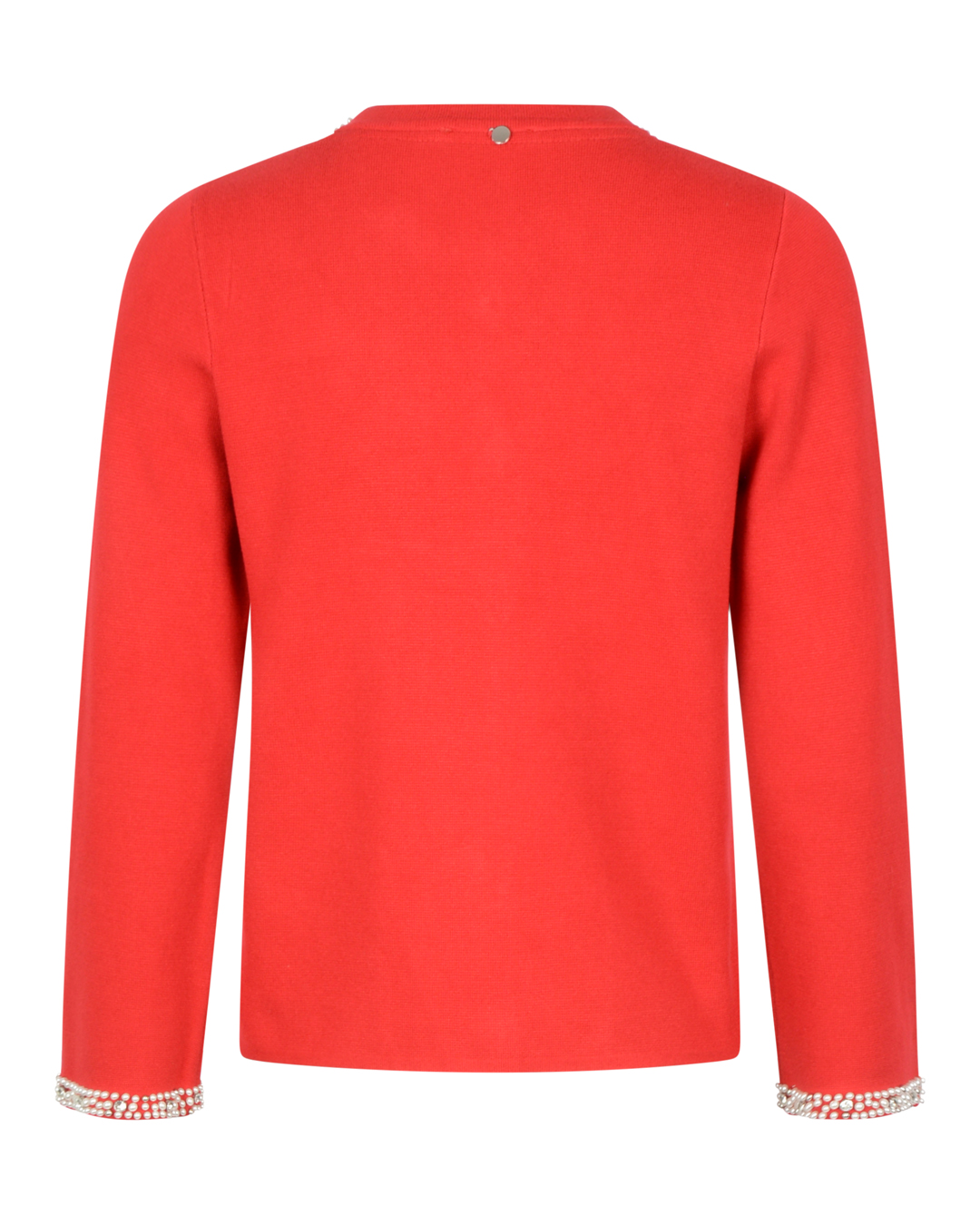 Jumper finstickad med strass/pärlor röd - 2