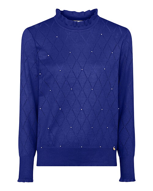 Jumper med volangkant pärlor kornblå