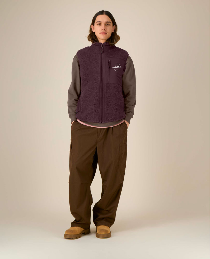 Unisex Fleece Vest Red Brown
