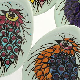 Beth Breyen (Tenera 1958) Four Dishes with Bird Decor 10 cm <with Box>