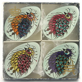 Beth Breyen (Tenera 1958) Four Dishes with Bird Decor 10 cm <with Box>