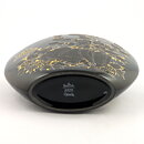 Björn Wiinblad (Porcelaine Noire 1970s) Black Modern Vase Oval Vase with Golden Decor 22 cm