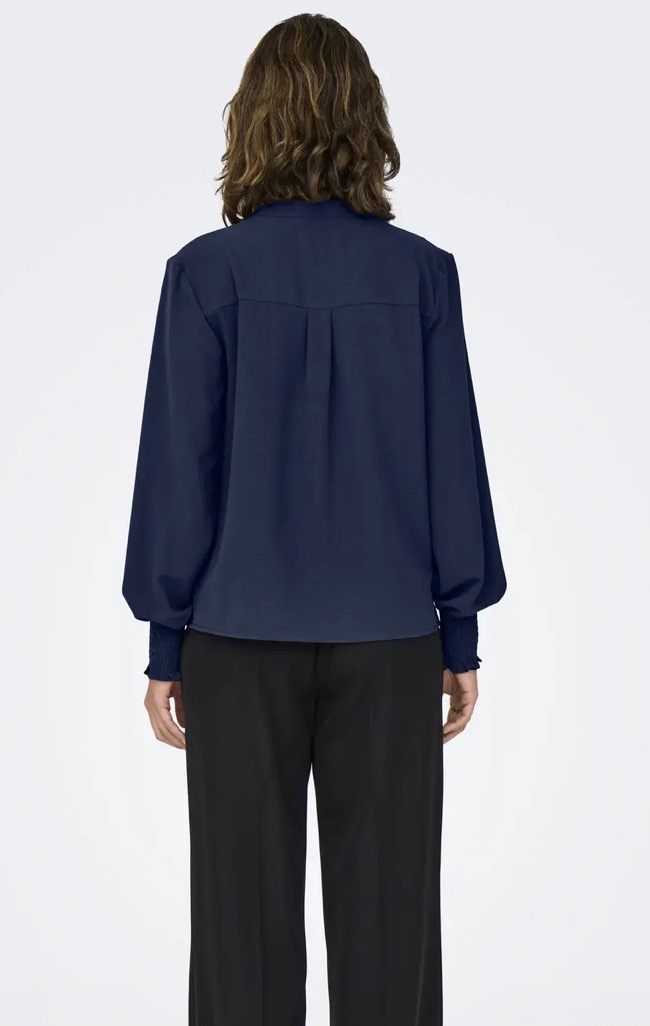 Only Mette V- Neck Smock Top Naval Academy - 4