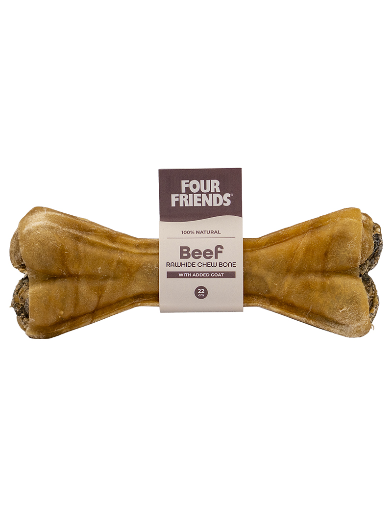 FourFriends Natural Chews Beef rawhide chew bone with goat