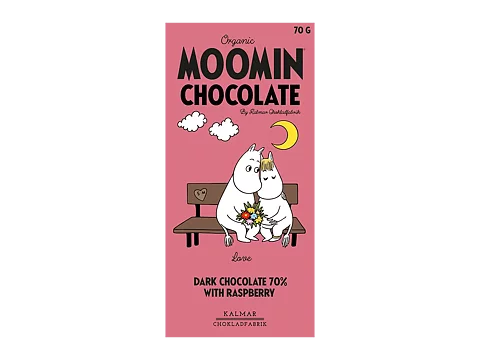 Organic Moomin Chocolate 'Love' - Mörk choklad 70% med hallon