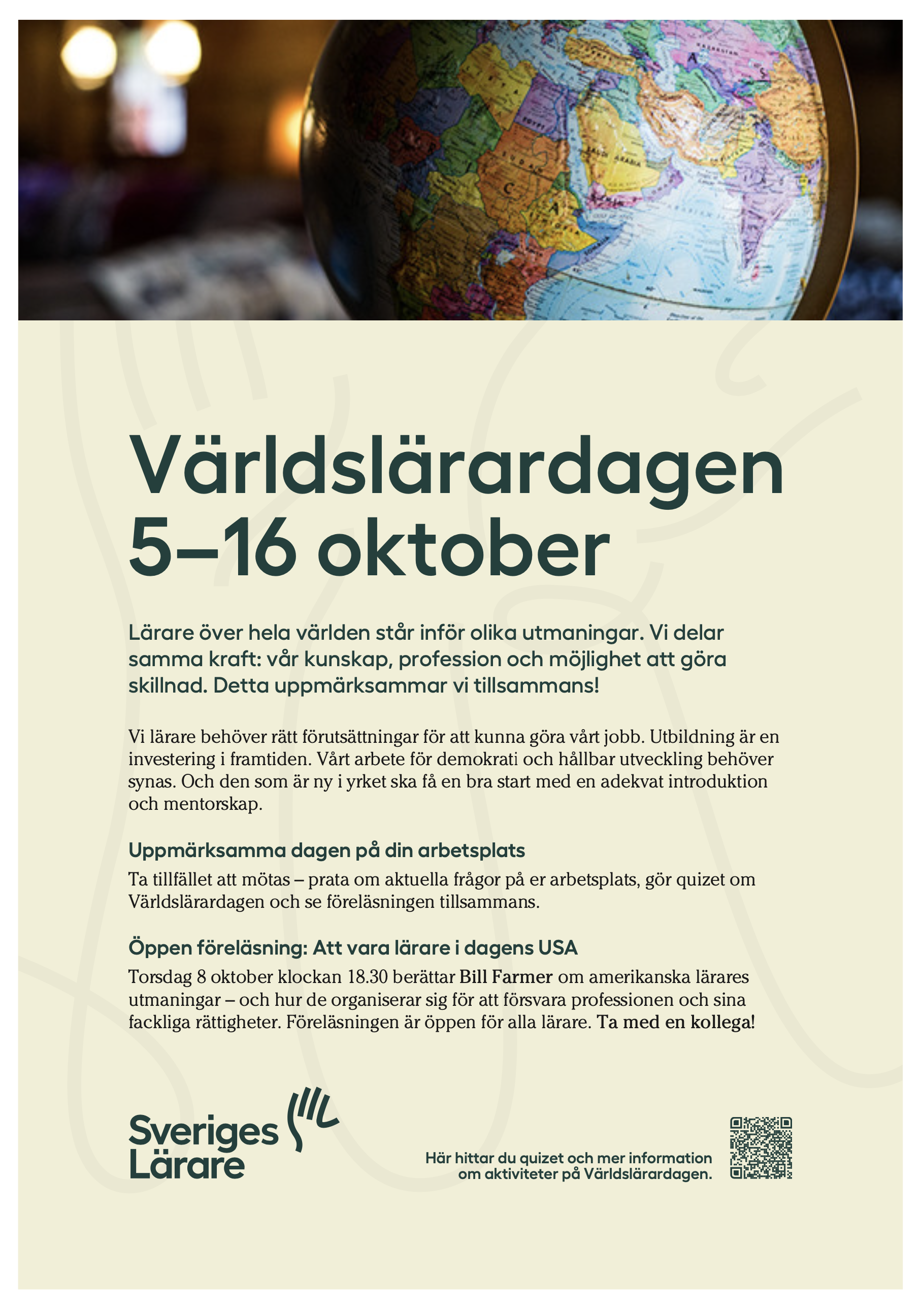 Världslärardagen 5–16 oktober – affisch A4