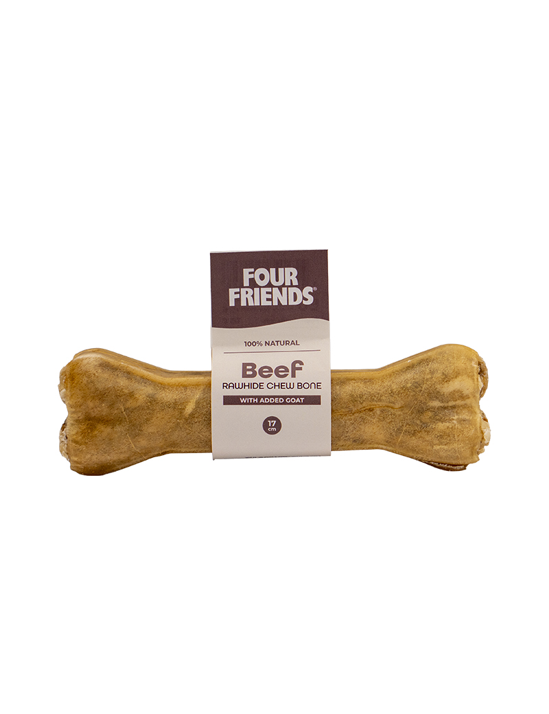FourFriends Natural Chews Beef rawhide chew bone with goat
