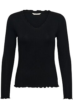 Cream Ribba LS Topp Black