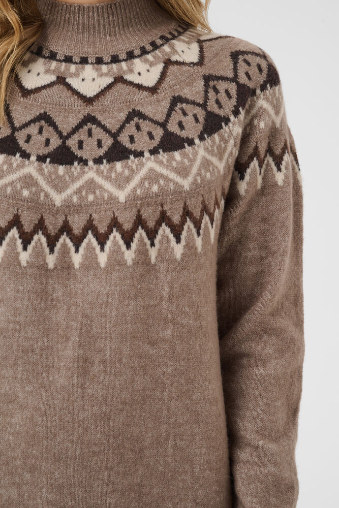 Cream Cherrie Knit Dress Brown Lentil Melange - 5