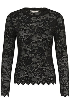 Cream Pitia Lace Blouse Black