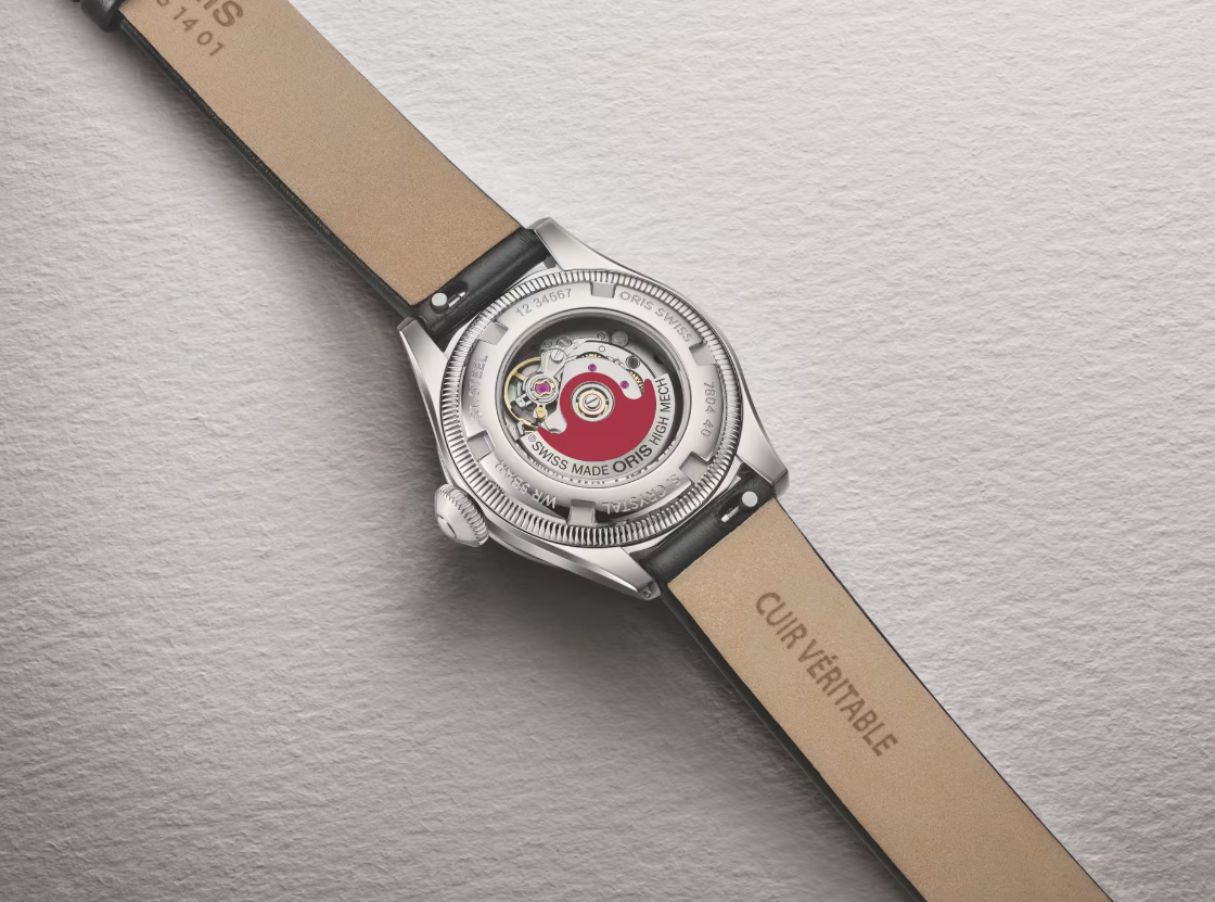 Oris Big Crown Pointer Date 29 rosa med läderband 01 534 7804 4052-07 5 14 02 baksida
