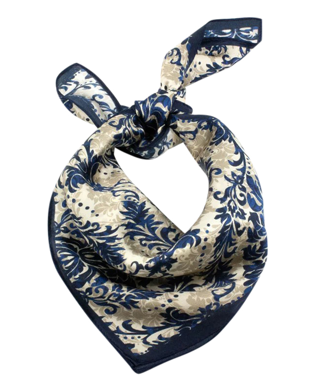 Sidenscarf Saclay mönstrad blå/beige