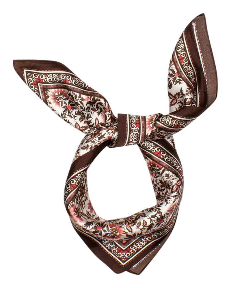 Sidenscarf Rodenäs blommig brun/rosa