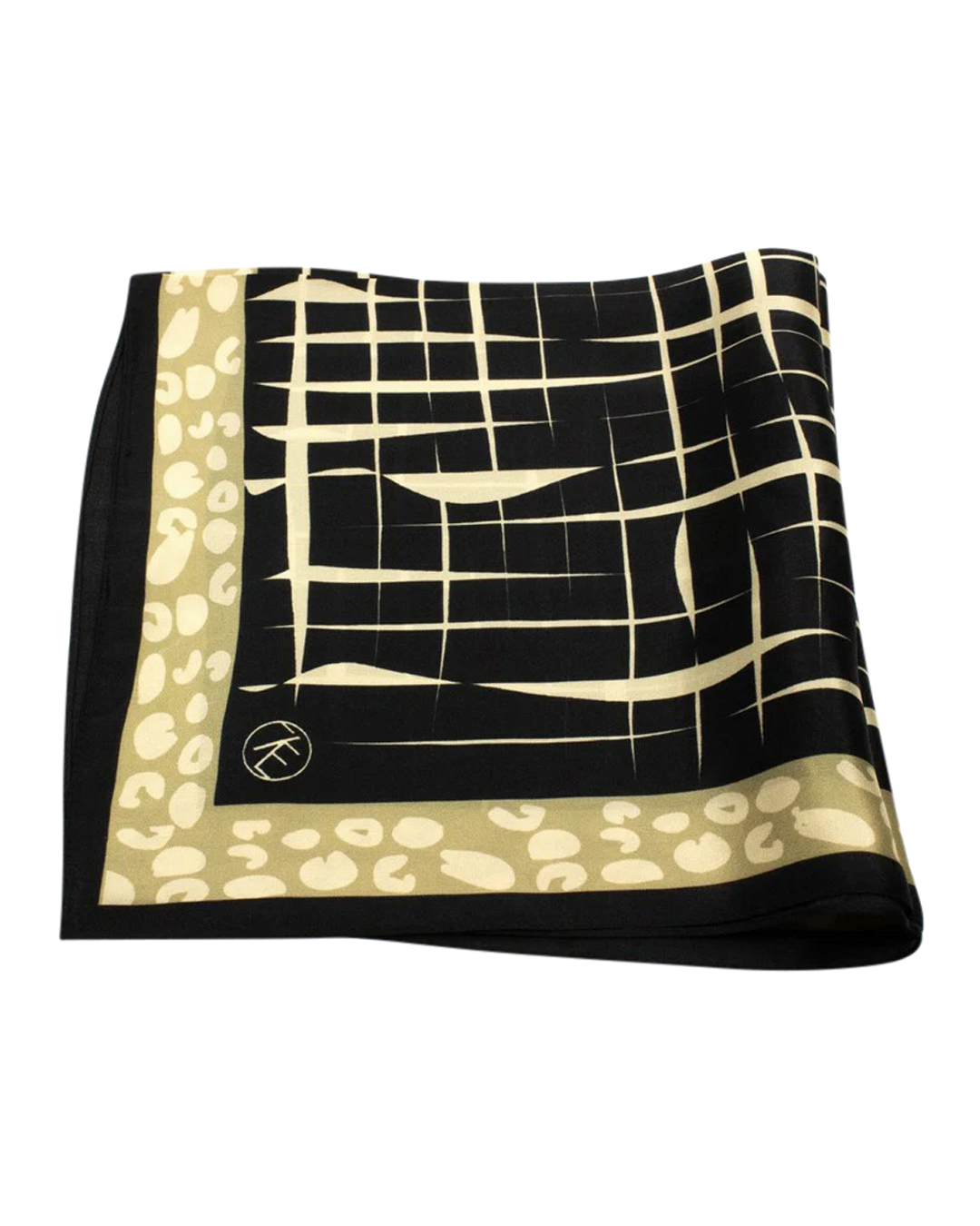 Sidenscarf Leopard Square svart/beige - 3