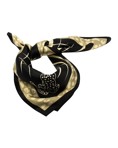 Sidenscarf Leopard Square svart/beige