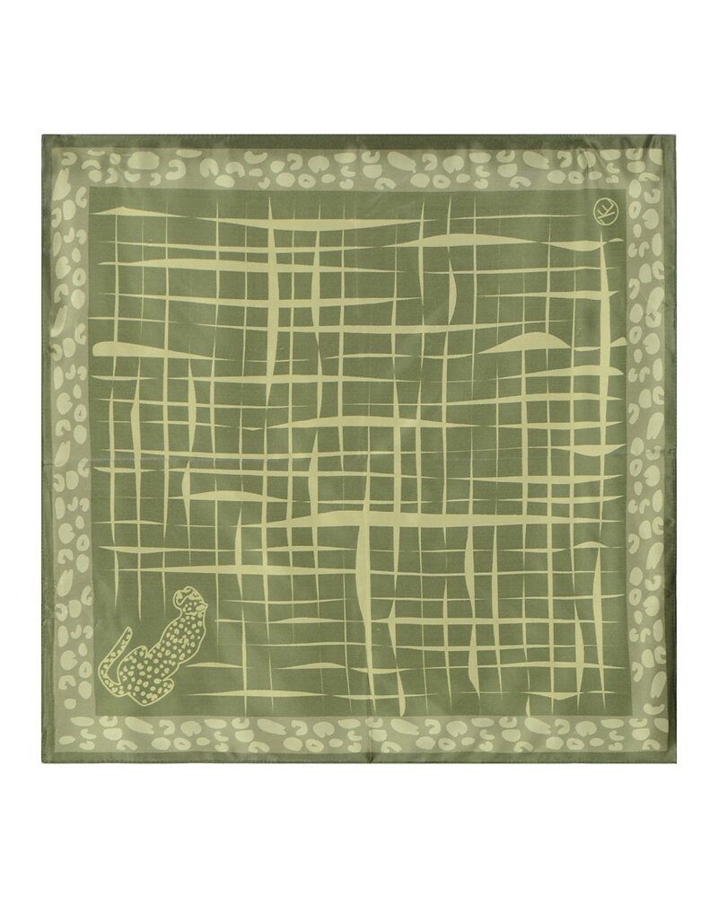 Sidenscarf Leopard Square grön