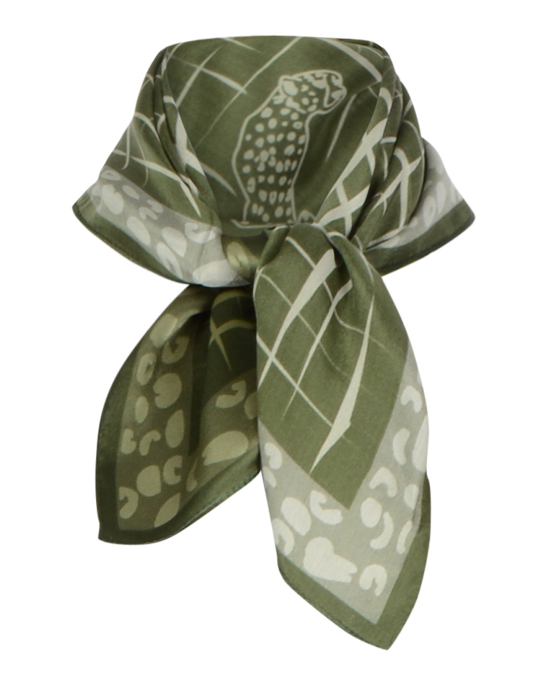Sidenscarf Leopard Square grön