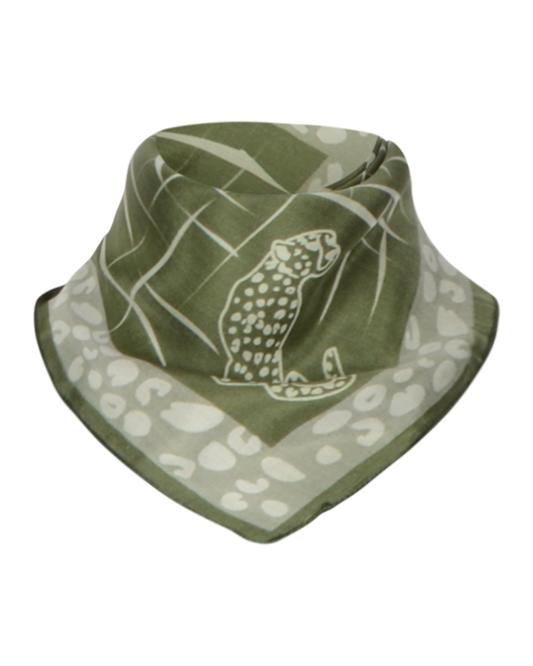 Sidenscarf Leopard Square grön - 3