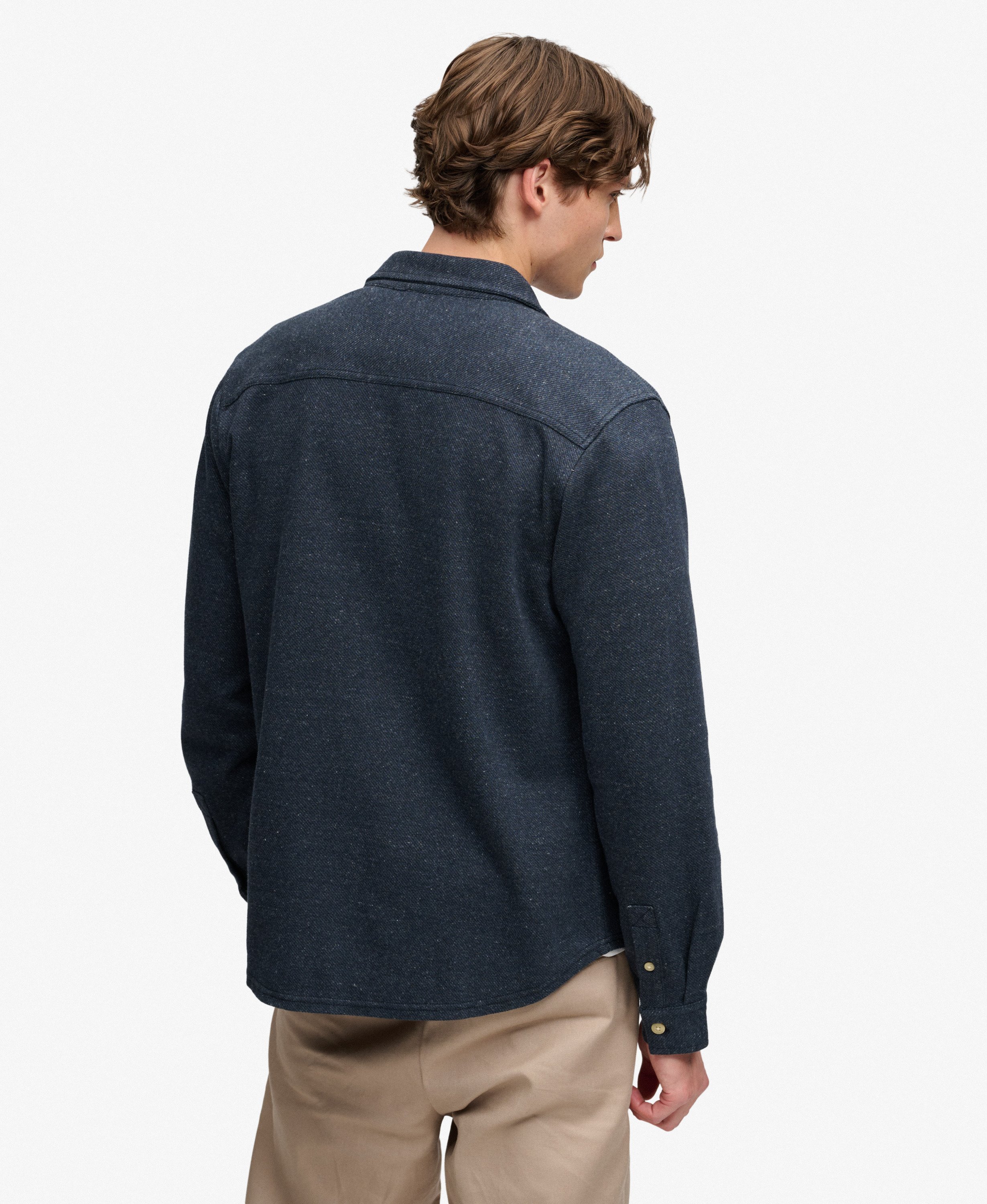 Superdry - Twill Tweed Jersey Shirt  - Navy Tweed - 2