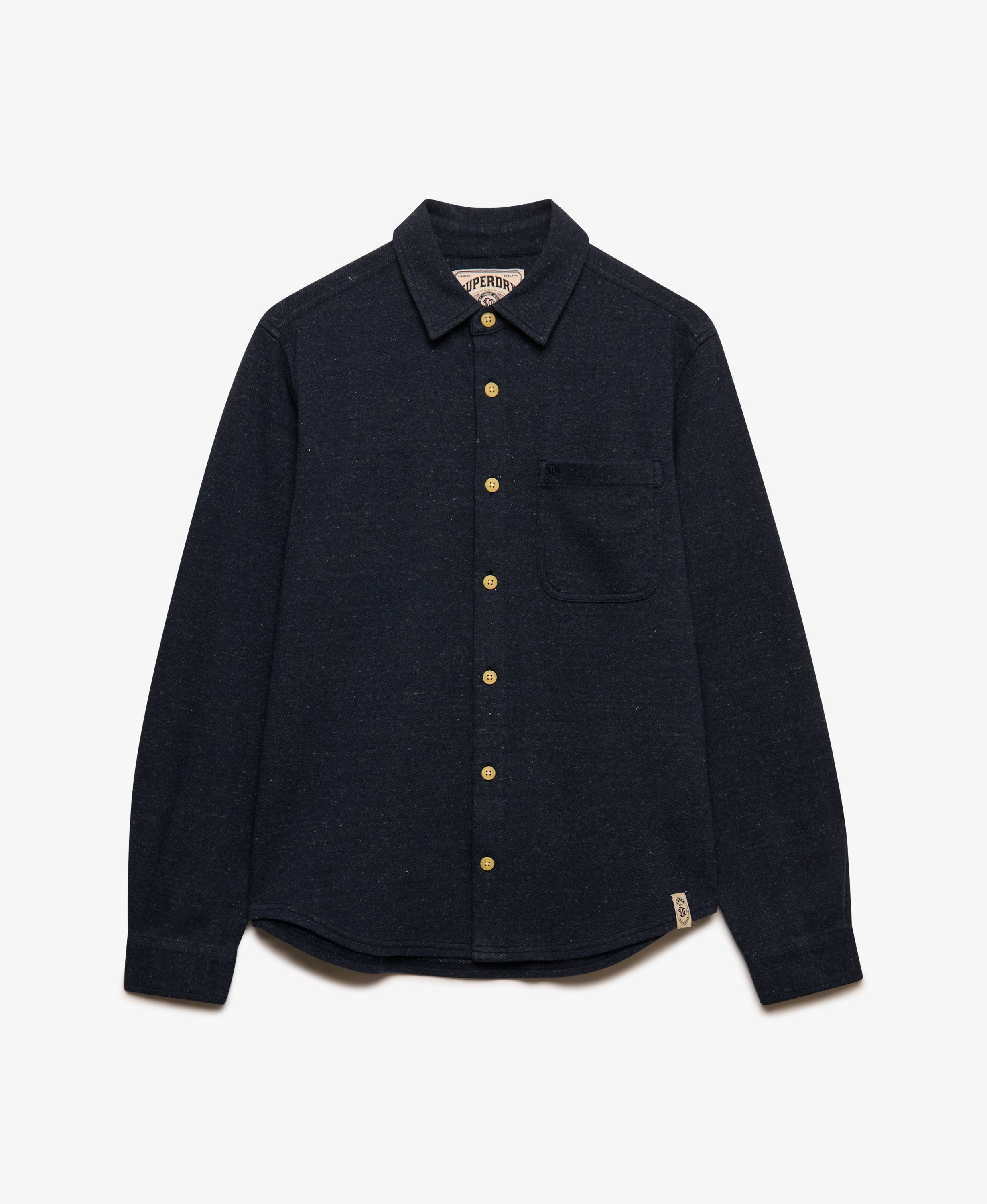 Superdry - Twill Tweed Jersey Shirt  - Navy Tweed - 6
