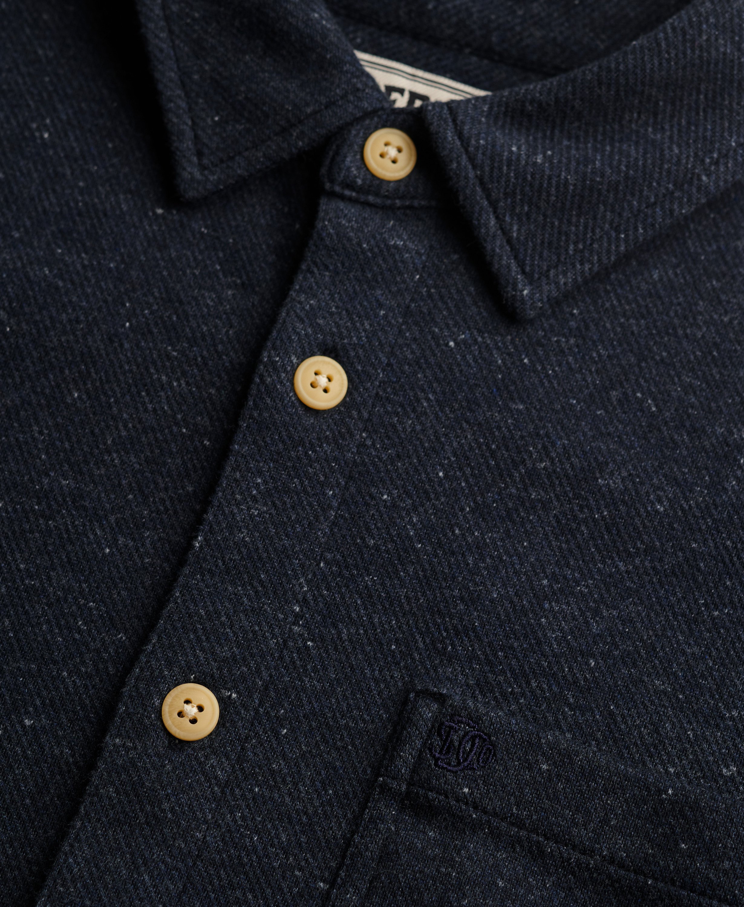 Superdry - Twill Tweed Jersey Shirt  - Navy Tweed - 5